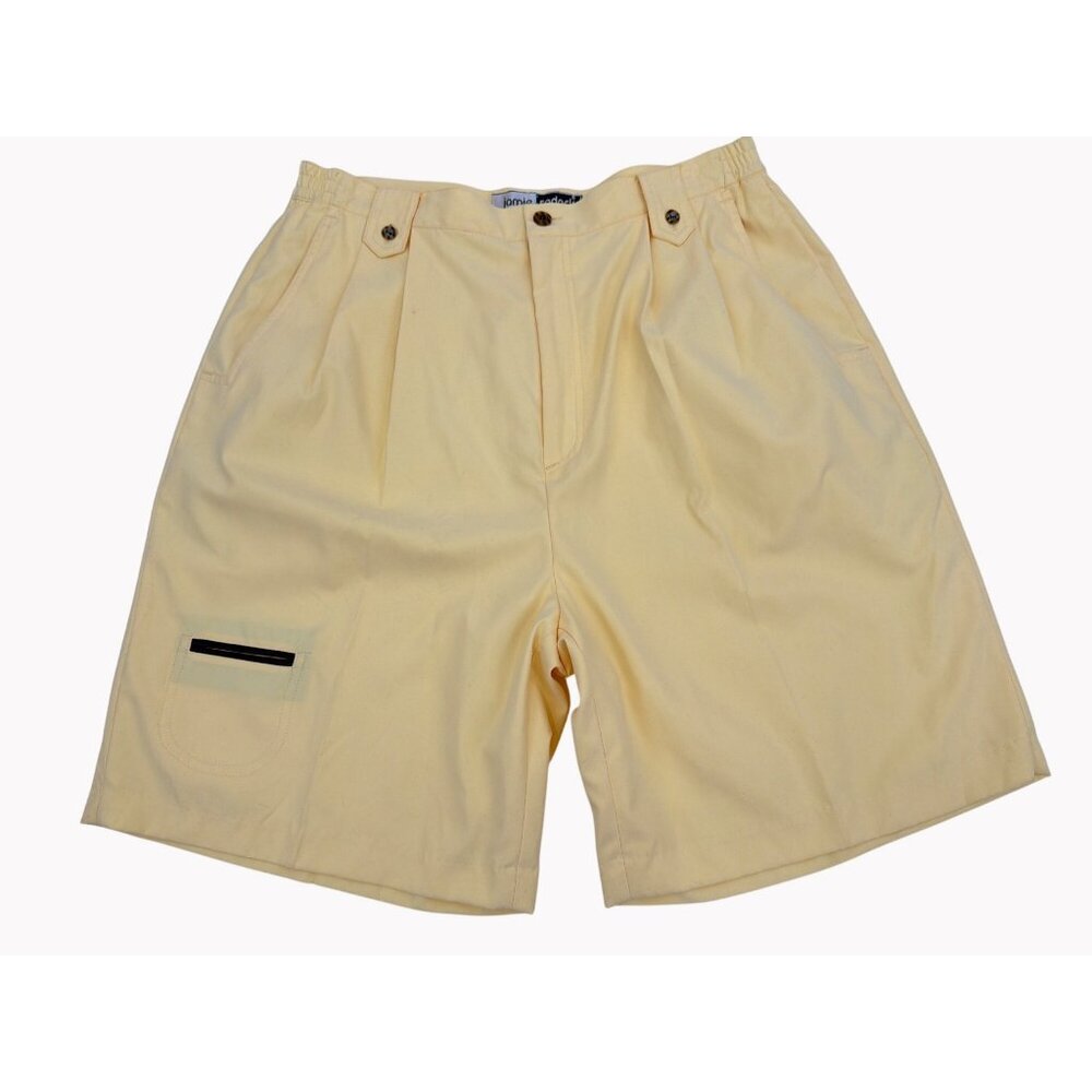 Jamie Sadock Size 14 Womens Yellow Pleated Golf Shorts Nylon Polyester